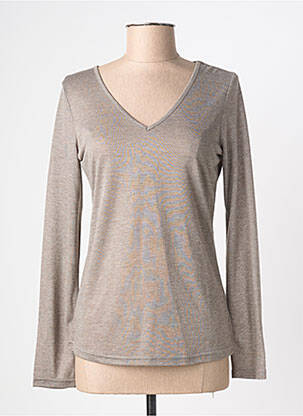 Pull tissage chiné manches longues marron CO2 femme