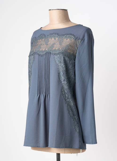 Blouse col rond manches longues gris AN' GE femme