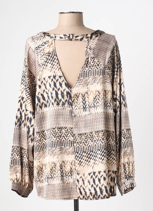 Blouse fermeture boutonnée au dos manches longues beige AN' GE femme