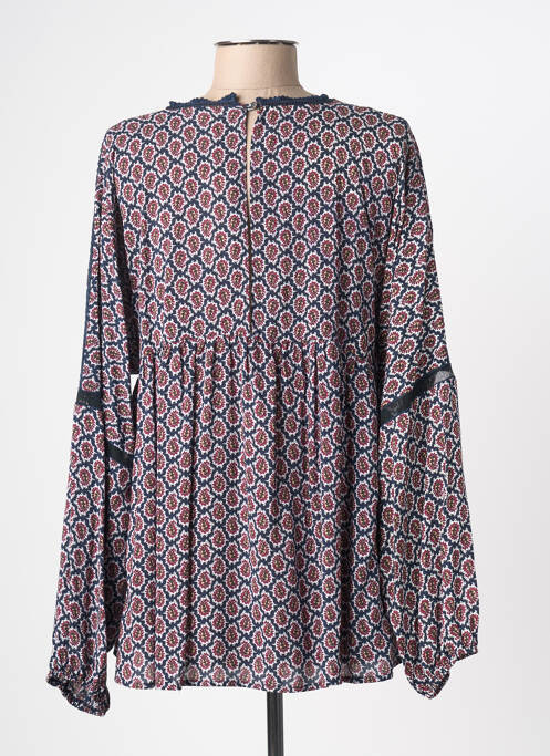 Blouse fermeture boutonnée au dos manches longues bleu AN' GE femme