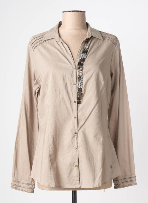 Chemisier coupe cintrée manches longues beige JOCAVI femme