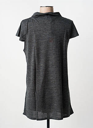 Pull tunique tissage chiné manches courtes gris YERSE femme