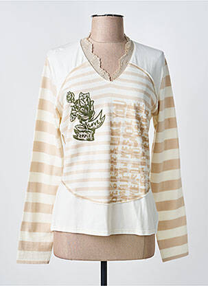 Pull coupe cintrée manches longues beige CAP JULUCA femme
