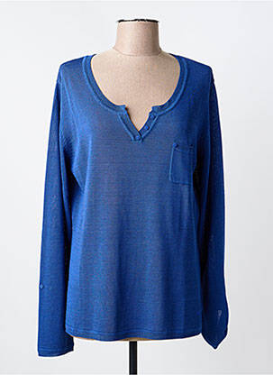 Pull coupe cintrée manches longues bleu KATMAI femme