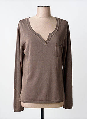 Pull coupe cintrée manches longues marron KATMAI femme