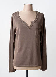 Pull coupe cintrée manches longues marron KATMAI femme