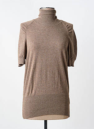 Pull col roulé tissage chiné manches courtes marron ALDO MARTIN'S femme
