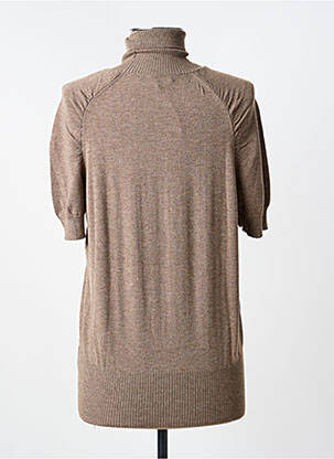 Pull col roulé tissage chiné manches courtes marron ALDO MARTIN'S femme