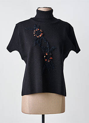 Pull col roulé coupe cintrée manches courtes noir KATMAI femme