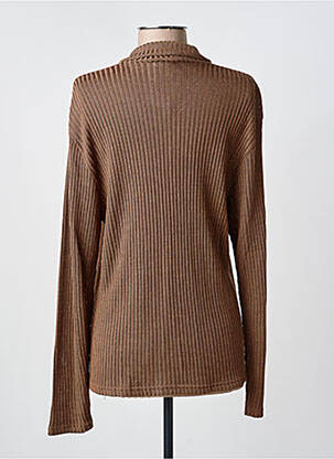 Pull coupe cintrée manches longues marron FINETTE femme