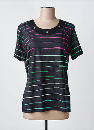 T-shirt stretch manches courtes noir CLAUDE DE SAIVRE femme
