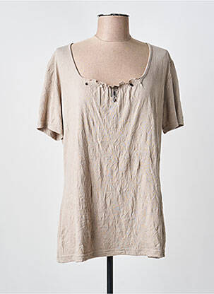 T-shirt stretch manches courtes marron CLAUDE DE SAIVRE femme