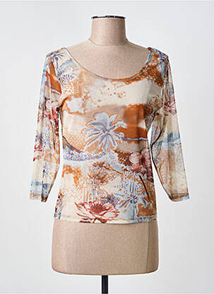 Top imprimé fantaisie manches 3/4 marron PAUL BRIAL femme