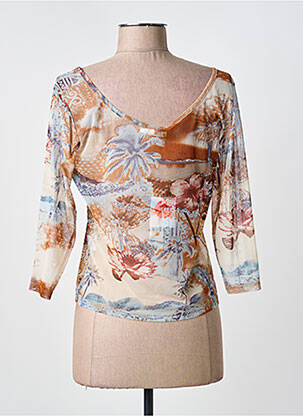 Top imprimé fantaisie manches 3/4 marron PAUL BRIAL femme