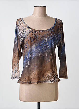Top stretch manches 3/4 marron PAUL BRIAL femme