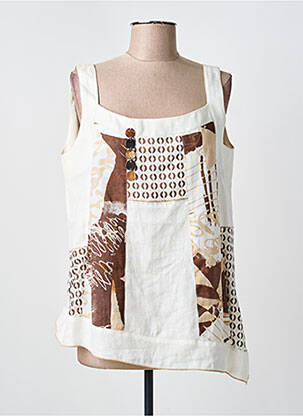 Top tissage crêpe fines bretelles beige LEWINGER femme