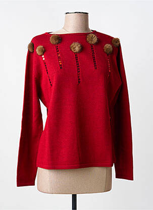 Pull coupe cintrée manches longues rouge FINETTE femme
