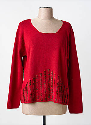 Pull coupe cintrée manches longues rouge FINETTE femme