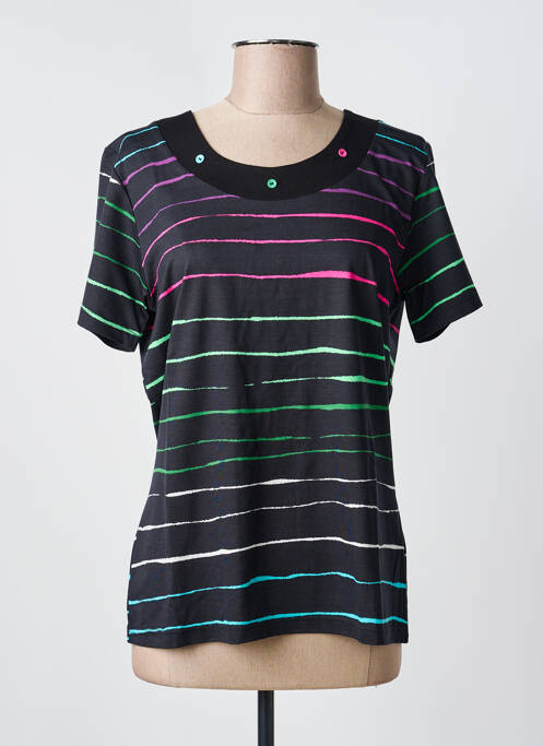 T-shirt stretch manches courtes noir CLAUDE DE SAIVRE femme
