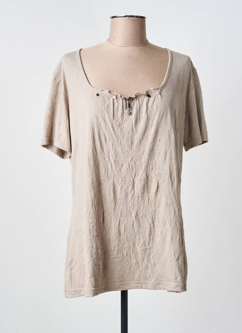 T-shirt stretch manches courtes marron CLAUDE DE SAIVRE femme
