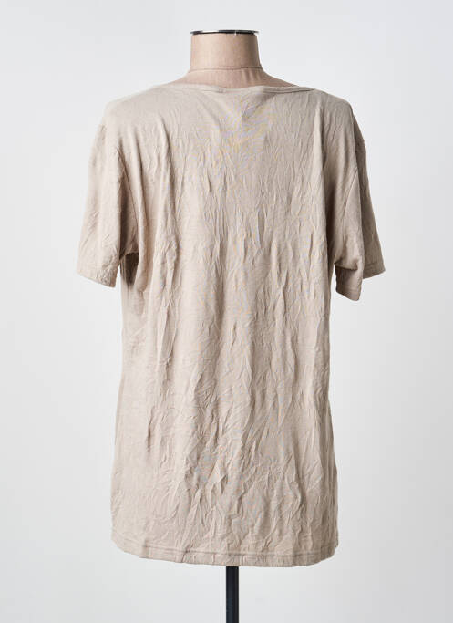 T-shirt stretch manches courtes marron CLAUDE DE SAIVRE femme
