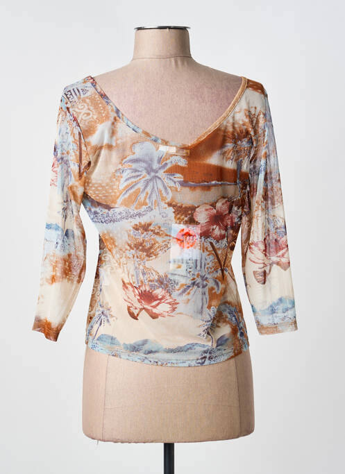 Top imprimé fantaisie manches 3/4 marron PAUL BRIAL femme