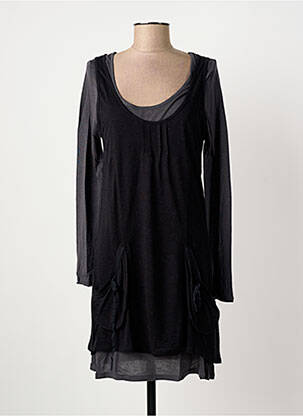 Robe mi-longue manches longues manches longues noir YERSE femme
