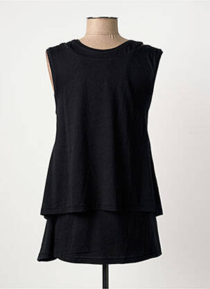 Top coupe cintrée sans manche noir FINETTE femme