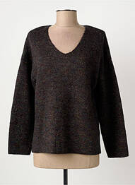 Pull col v manches longues noir YUKA femme