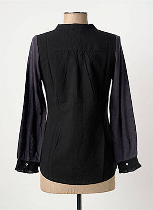 Blouse tissage popeline manches longues noir YERSE femme