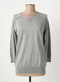 Pull col rond manches 3/4 gris YERSE femme