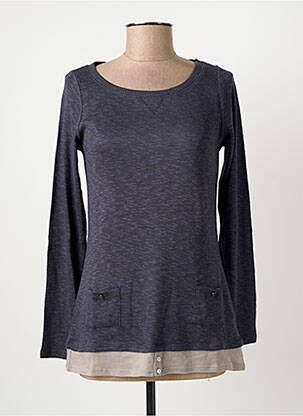 Pull coupe cintrée manches longues bleu YERSE femme