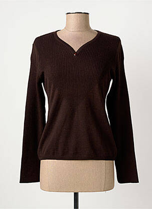 Pull coupe cintrée manches longues marron KATMAI femme