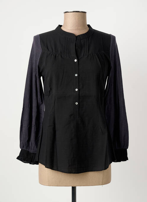 Blouse tissage popeline manches longues noir YERSE femme