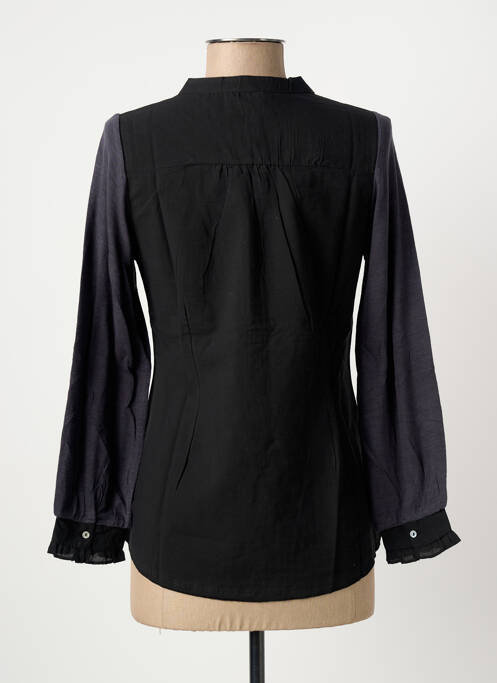 Blouse tissage popeline manches longues noir YERSE femme