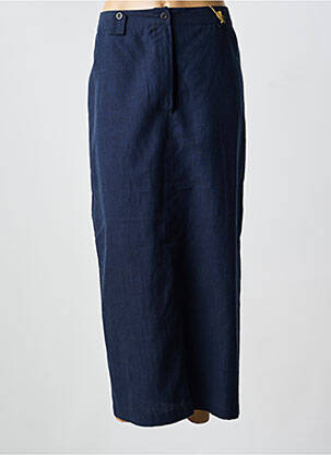 Jupe longue tissage crêpe bleu FEDORA femme