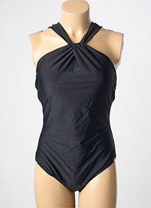 Maillot de bain 1 pièce effet matière satinée haut soutien-gorge avec mousse de rembourrage amovible noir YSABEL MORA femme