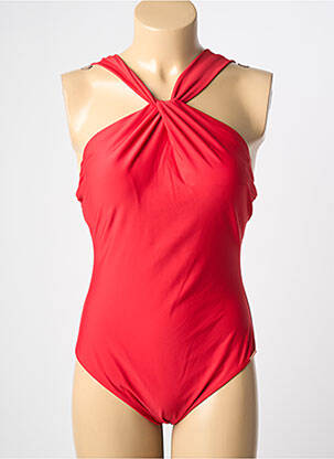 Maillot de bain 1 pièce effet matière satinée haut soutien-gorge avec mousse de rembourrage amovible rouge YSABEL MORA femme