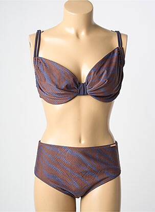 Maillot de bain 2 pièces stretch haut soutien-gorge emboitant marron YSABEL MORA femme