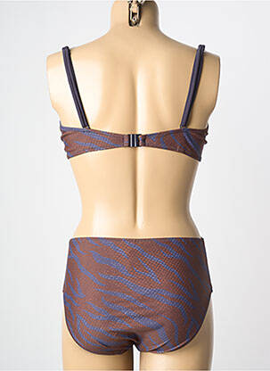 Maillot de bain 2 pièces stretch haut soutien-gorge emboitant marron YSABEL MORA femme