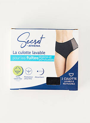 Culotte menstruelle stretch noir SECRET BY ATHENA femme