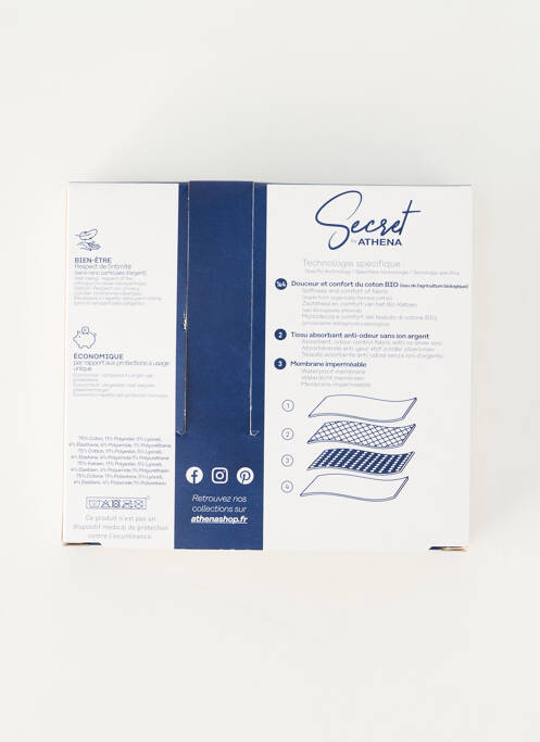 Culotte menstruelle stretch bleu SECRET BY ATHENA femme