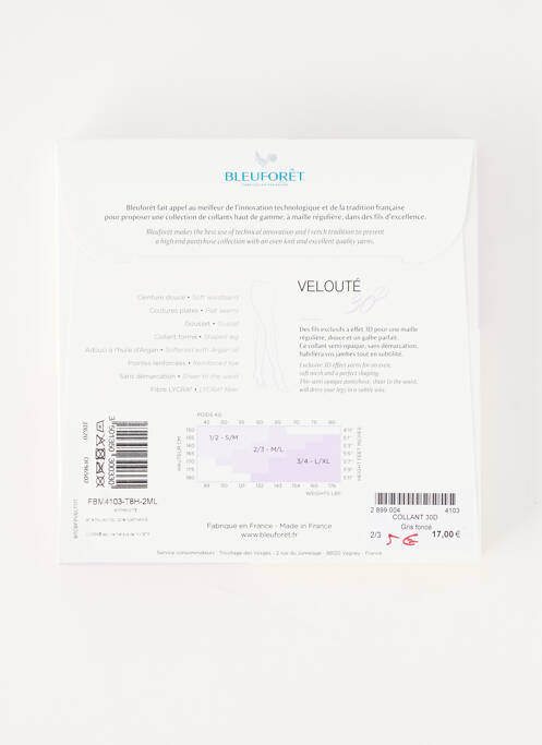 Collants stretch gris BLEU FORET femme