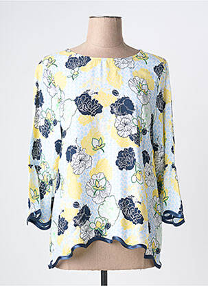 Blouse tissage popeline manches 3/4 bleu THOMAS RABE femme