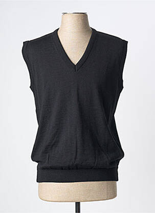 Pull col v sans manche noir LOUIS VICTOR homme