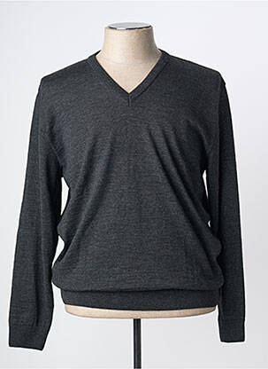 Pull col v manches longues gris LOUIS VICTOR homme