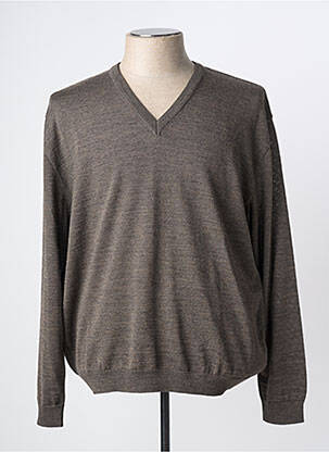 Pull col v manches longues marron LOUIS VICTOR homme