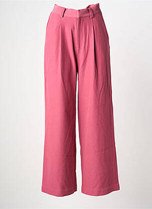 Pantalon droit fermeture zippée sous rabat avec crochet taille normale rose LAURE + MAX femme