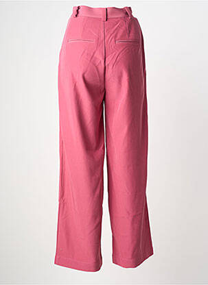 Pantalon droit fermeture zippée sous rabat avec crochet taille normale rose LAURE + MAX femme