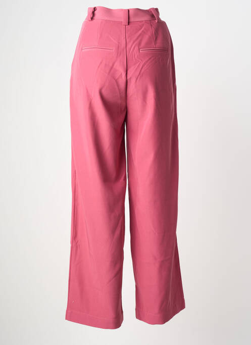 Pantalon droit fermeture zippée sous rabat avec crochet taille normale rose LAURE + MAX femme